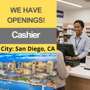 Cashier - City: San Diego, CA